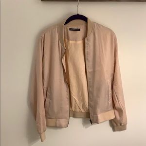 Brandy Melville peach silk bomber jacket